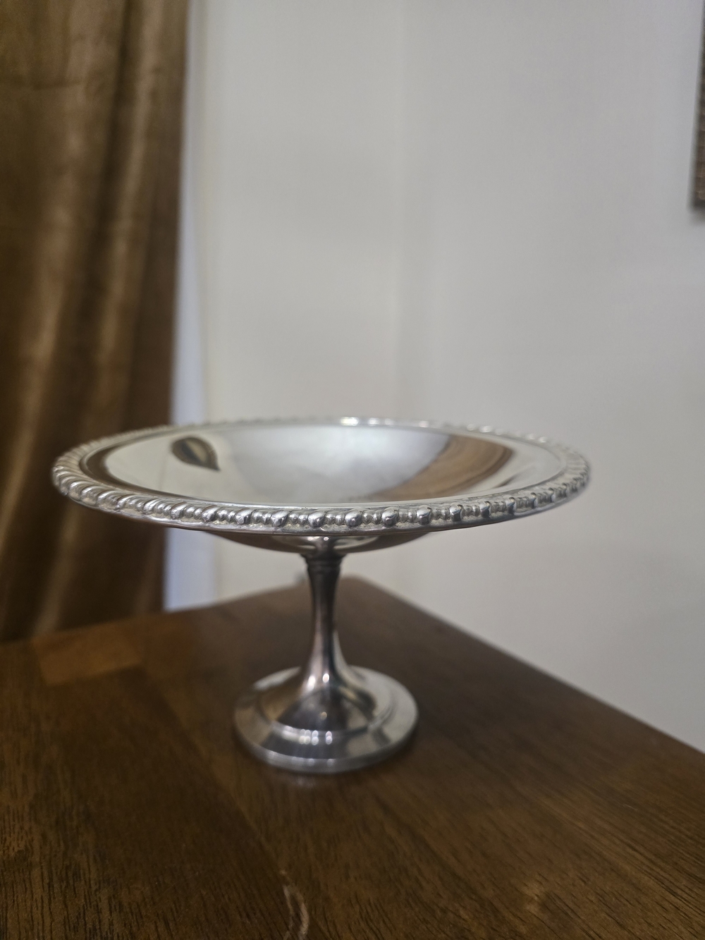 Vintage Oneida Silverplated Footed Compote Candy Dish Pedestal Dish, Rope Border
